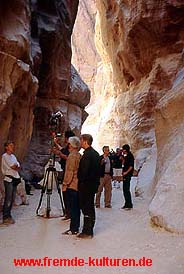 Filmarbeiten im Siq von Petra/Jordanien